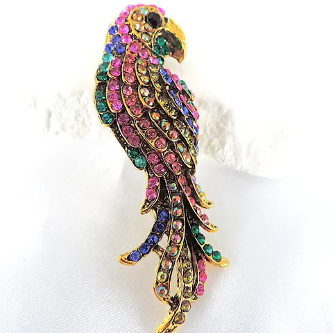 Vintage Multi-Colour Crystal Parrot Brooch