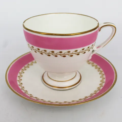 Grainger Worcester Pink & White Cup & Saucer