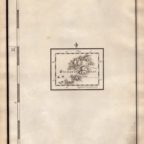 Scilly Isles St Martins, St Marys, John Cary's Antique George III 230 Years-Old 1794 Map