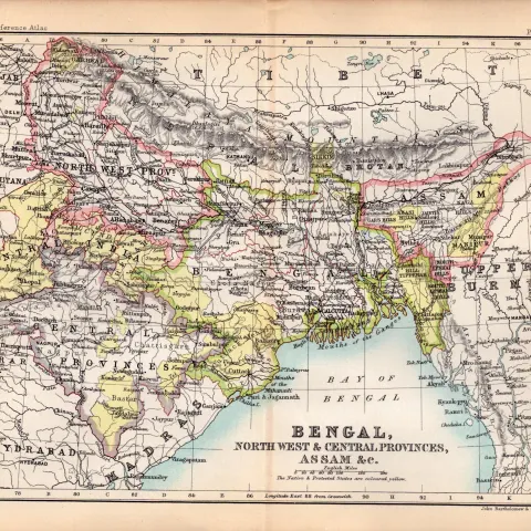 Bengal Assam Calcutta Etc Double Sided Antique 1896 Map.