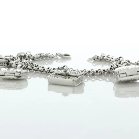 18ct White Gold Ladies Dress Charm Diamond Bracelet