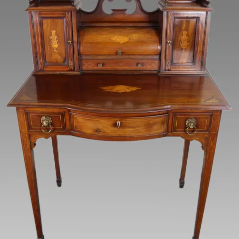 Antique Edwardian Inlaid Mahogany & Satinwood Desk