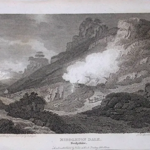 Middleton Dale Peak District Antique 223 Years-Old Georgian Steel-Engraving-295