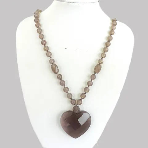 Lola Rose Grey Quartz Bead & Heart Necklace 'New'