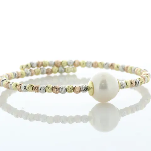 9.5 - 10.0mm Freshwater Cultured Pearl Multi Gold Colour Beaded Bangle
