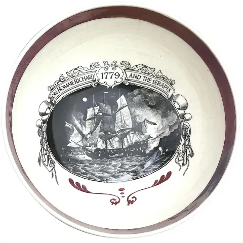 A Rare Staffordshire Lustre USA Naval Maritime Commemorative Pottery Bowl C.19thC