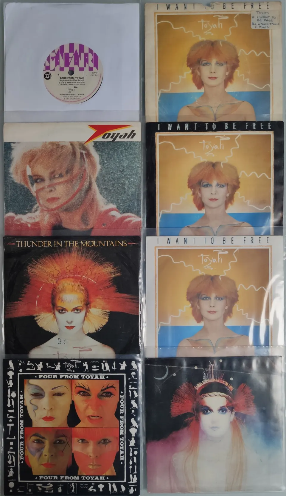 A Collection of 8x Toyah 7” Vinyl Singles Mainly VG+ to EX Condition