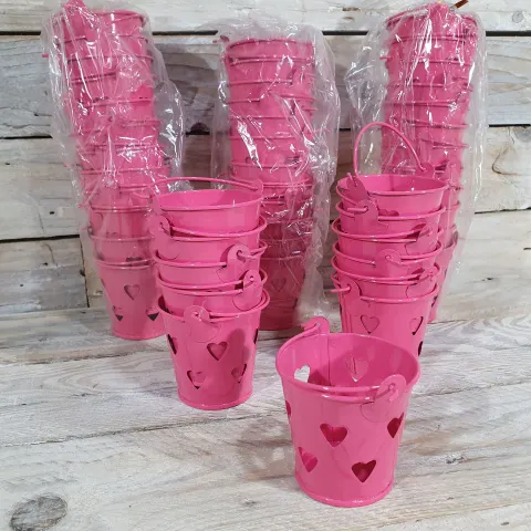 Pack of 48 White Decorative Pales with heart cut-out decoration. Approx 52mm high.  Rrp £144