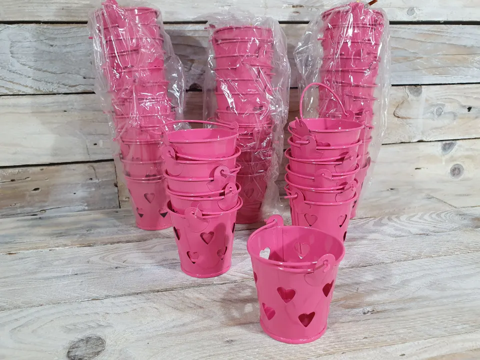 Pack of 48 White Decorative Pales with heart cut-out decoration. Approx 52mm high.  Rrp £144