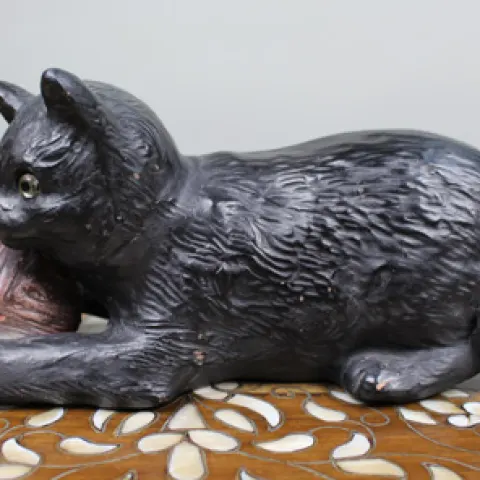 Antique Bretby Pottery Cat with Ball of Wool (Model 1518)