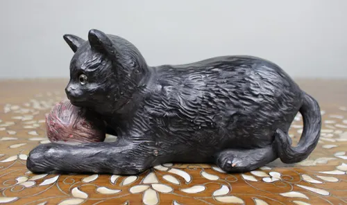 Antique Bretby Pottery Cat with Ball of Wool (Model 1518)