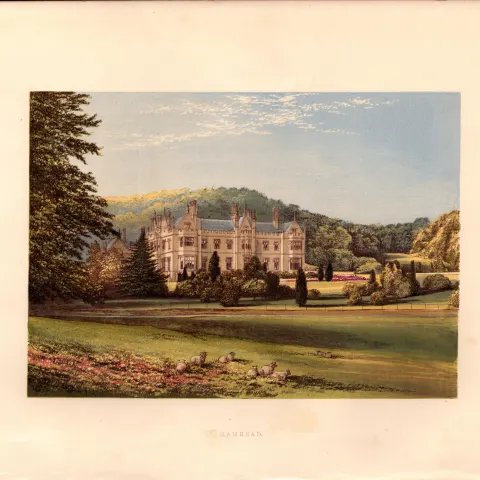 Mamhead Devonshire Gilt-Edge Coloured Antique Book Plate.