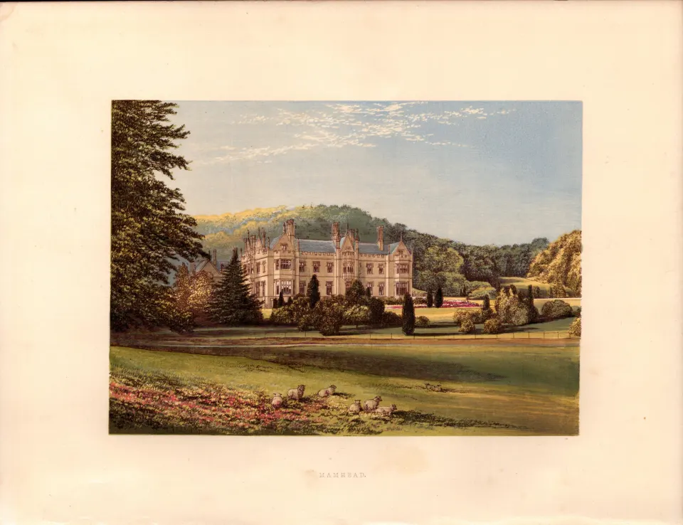 Mamhead Devonshire Gilt-Edge Coloured Antique Book Plate.