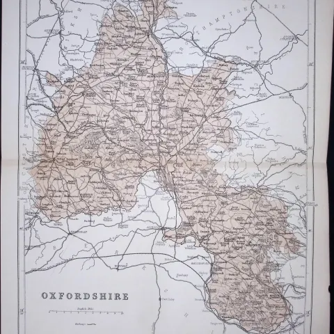 Oxfordshire 150 Years-Old 1875 Coloured Detailed Antique 1875 Map-56