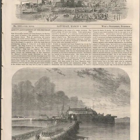 Armed Troops Marching to Pigeon House Port Dublin for a Fenian Landing 1866