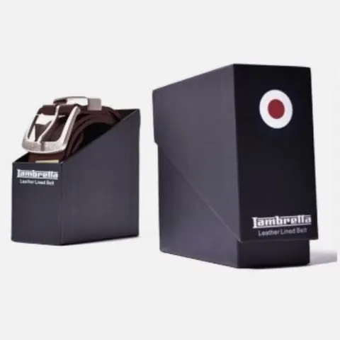 Lambretta Leather Lined Boxed Belt, Brown/Tan XL