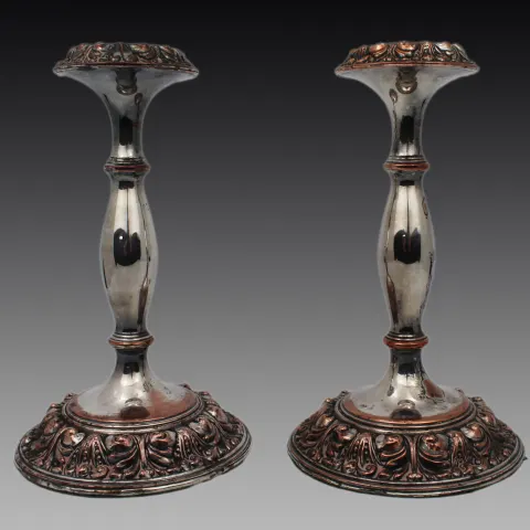 Pair of Antique Sheffield Plate Candlesticks