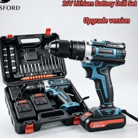 21V Cordless Drill Kit – Upgraded Version with 2 Lithium Batteries & Accessories