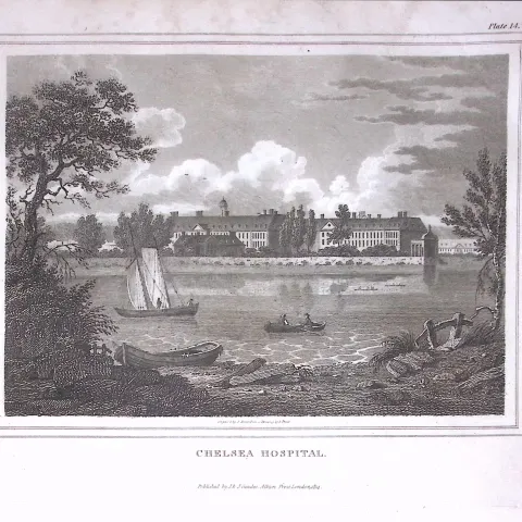 London Chelsea Hospital  176 Years-Old  Antique Engraving-2-TR