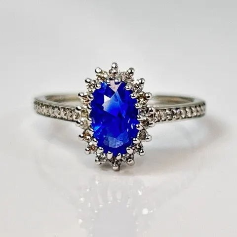 Beautiful 2.24 CT Unheated Burma Blue Sapphire  Diamonds & Platinum
