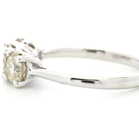 18ct White Gold Three Stone Diamond Ring 1.58 Carats