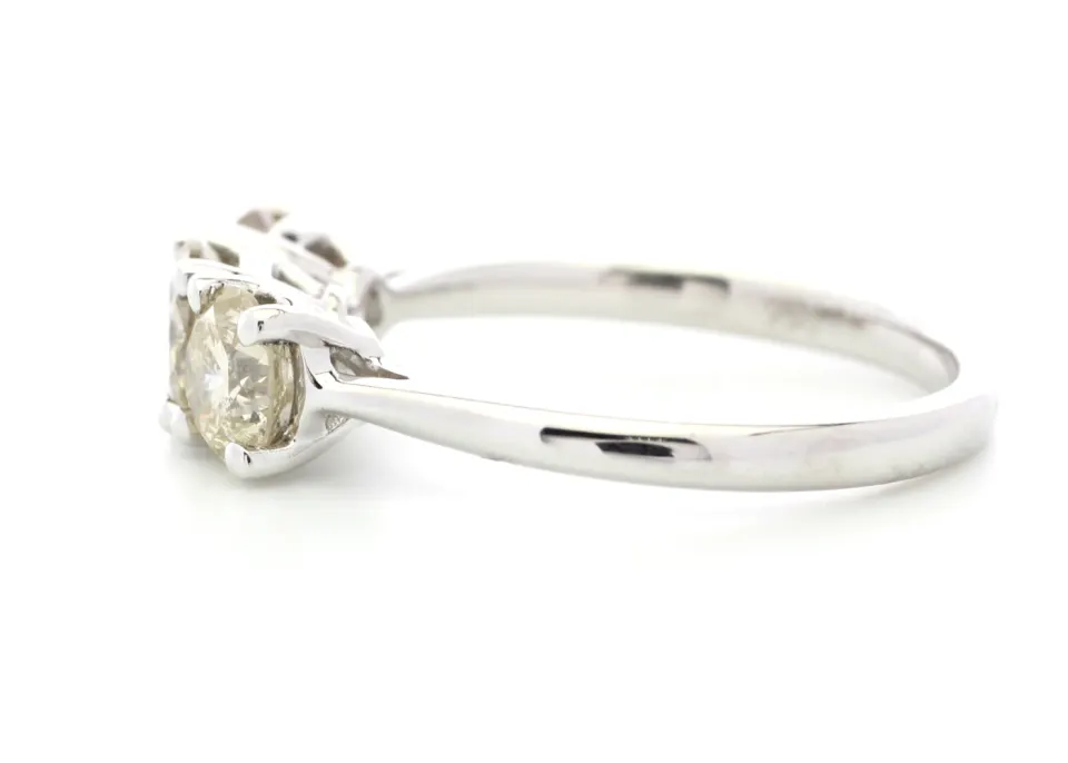 18ct White Gold Three Stone Diamond Ring 1.58 Carats