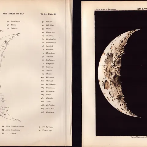 Moon Fifth Day Cycle Victorian 1892 Atlas of Astronomy - 29.