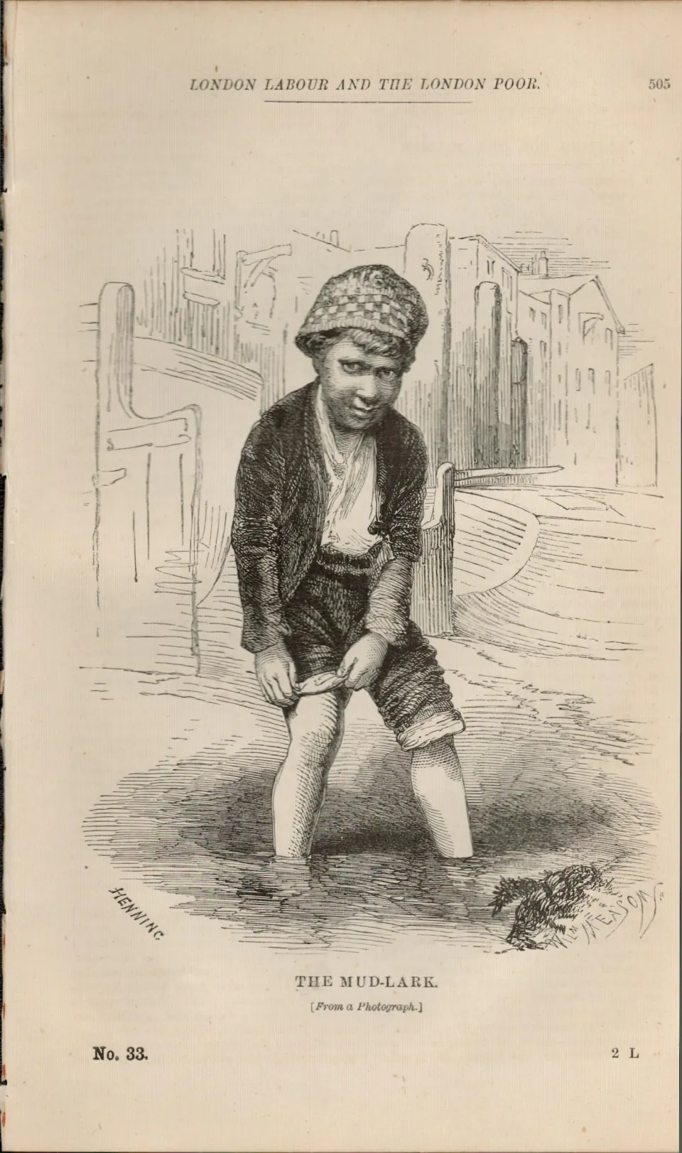 London Victorian  Scavenger Mud Lark Antique 1864 Henry Mayhew Print.