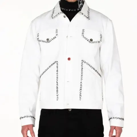 MJB Marc Jaques Burton Pax Punk Stitched Denim Jacket, Online Price £580, Size XL (52).