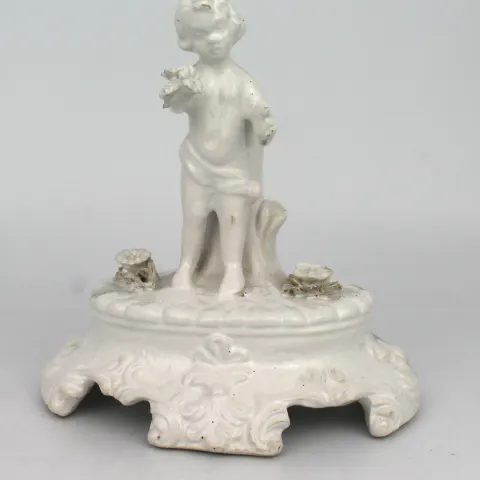 Painted White Porcelain Cherub Figurine