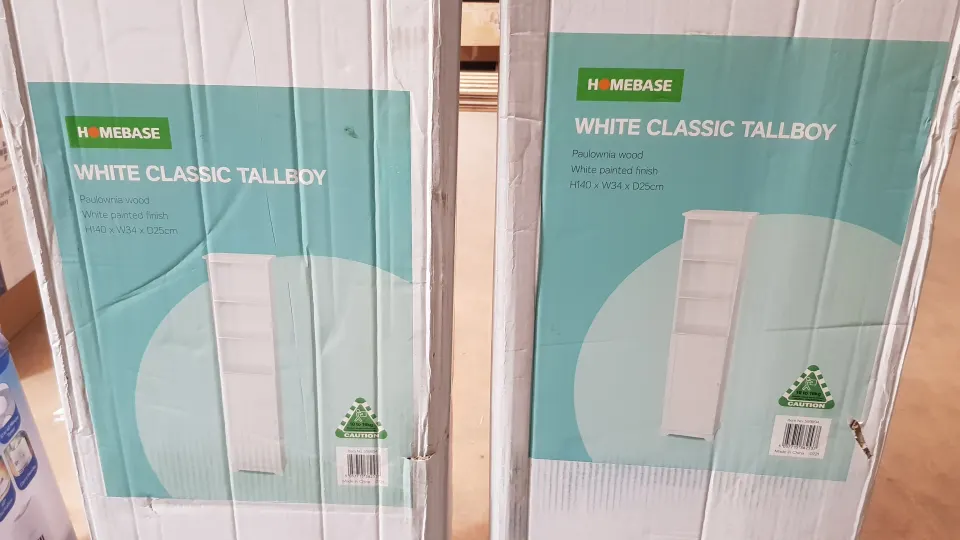 (216/Mez) Lot RRP £184. 2x White Classic Tallboy RRP £30 Each (Paulownia Wood, White Painted Finish