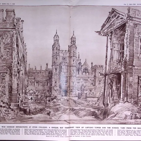 3 Page Supplement Eton College War Bombed Damage Original 78 Years-Old
