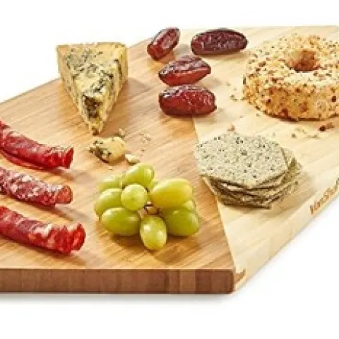 4 x 100% Bamboo Serving Board with Non Symmetrical, Geometric Design