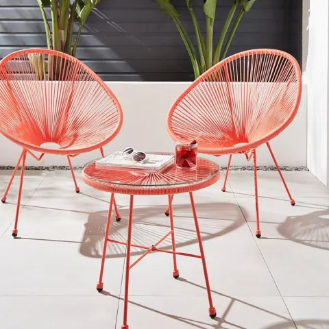 (105/2D) RRP £239 (When Complete). Salsa Bistro Lounge Set Coral With Fixings. Suitable For Indoor