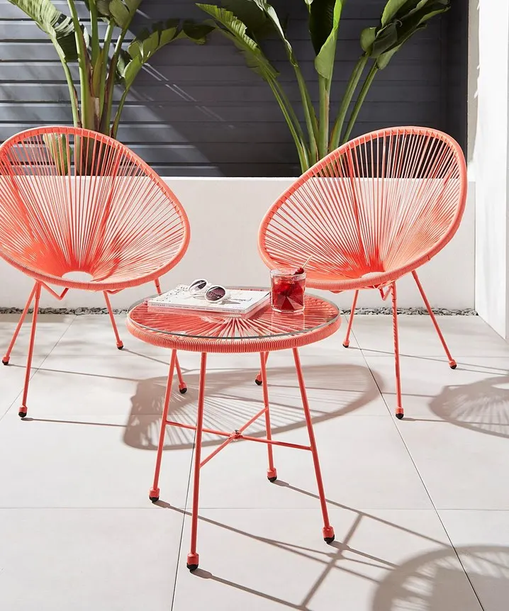 (105/2D) RRP £239 (When Complete). Salsa Bistro Lounge Set Coral With Fixings. Suitable For Indoor