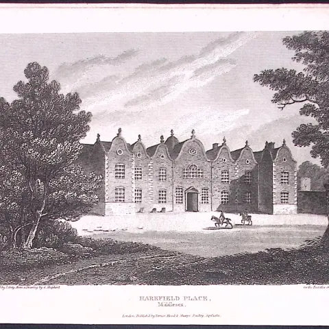 Harefield House Uxbridge Middlesex Antique 200 Years-Old Steel-Engraving-251