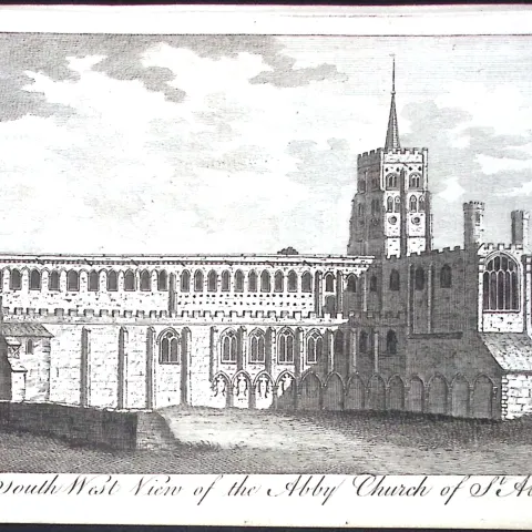 London St Albans Abbey Church Rare Georgian Copper Antique 1776 Engraving-97.