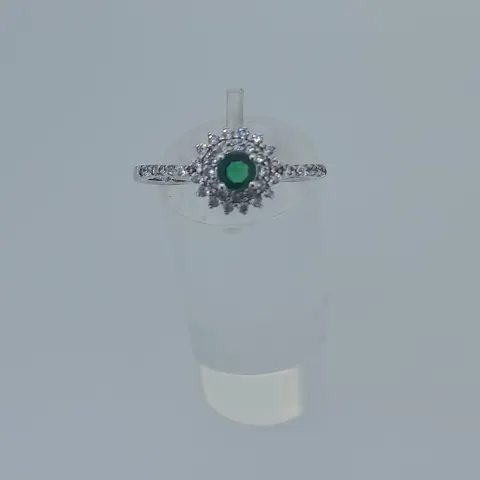 Silver cz set dress ring