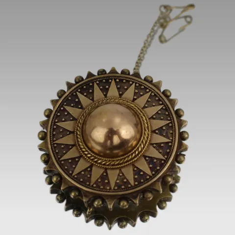 Antique 9ct Gold Etruscan Revival Memorial Brooch