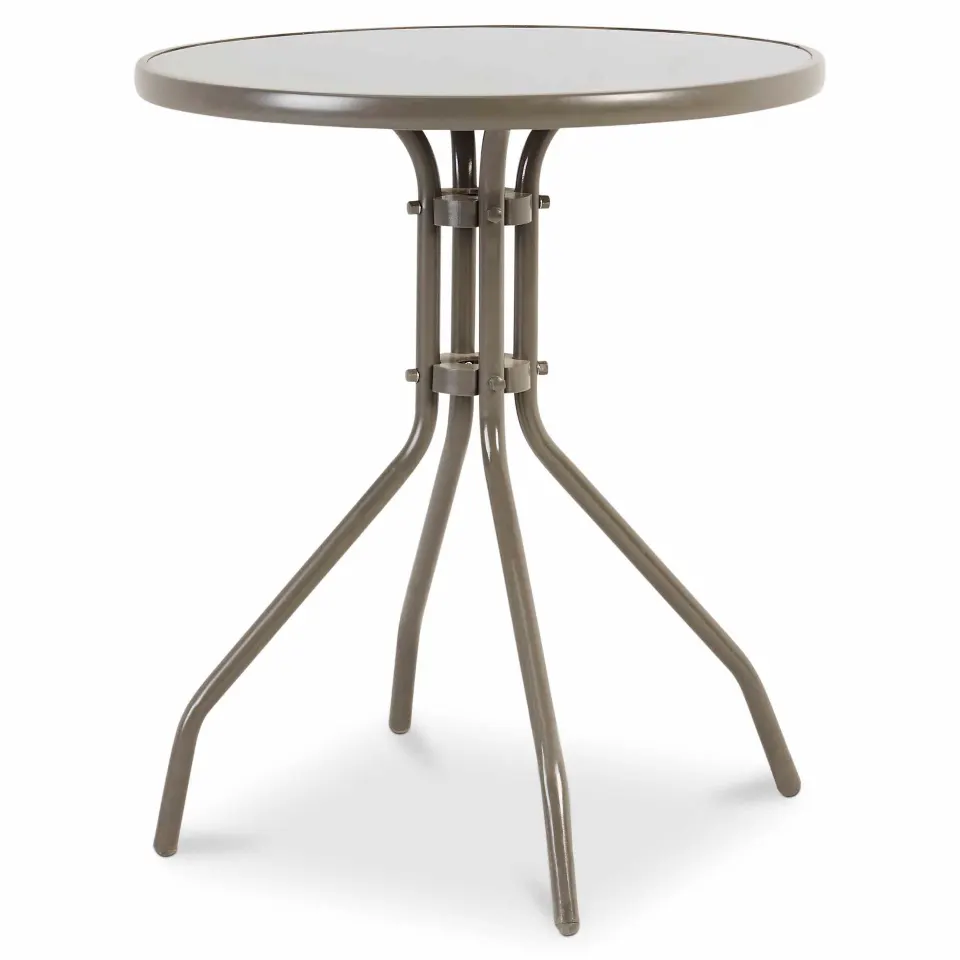4 x Grey Metal 2 seater Table & Glass Top RRP £29.99ea Ld