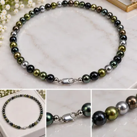 Multicolour Pearl Necklace – 6mm Beads