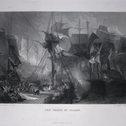 J.M.W Turner The Death of Nelson Large Antique Steel Engraving-71-TR