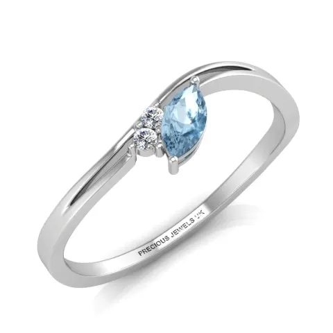 9ct White Gold Fancy Cluster Diamond And Blue Topaz Ring (BT0.22) 0.03 Carats