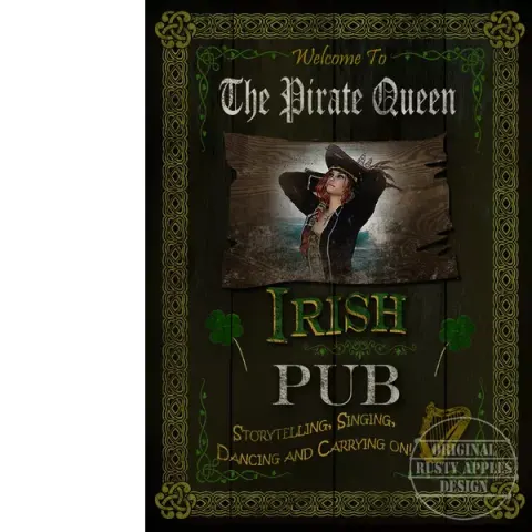 The Pirate Queen Irish Traditional Pub Sign Large Metal Wall Art
