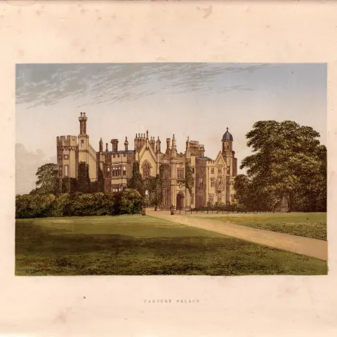 Danbury Palace Essex Gilt-Edge Coloured Antique Book Plate.