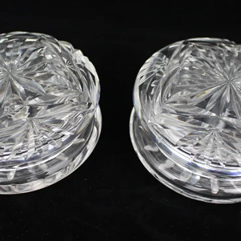 Pair of Vintage Walsh Crystal Bowl & Covers