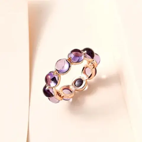 NEW! Pink Amethyst Band Ring in 18K Rose Gold Vermeil Plated Sterling Silver