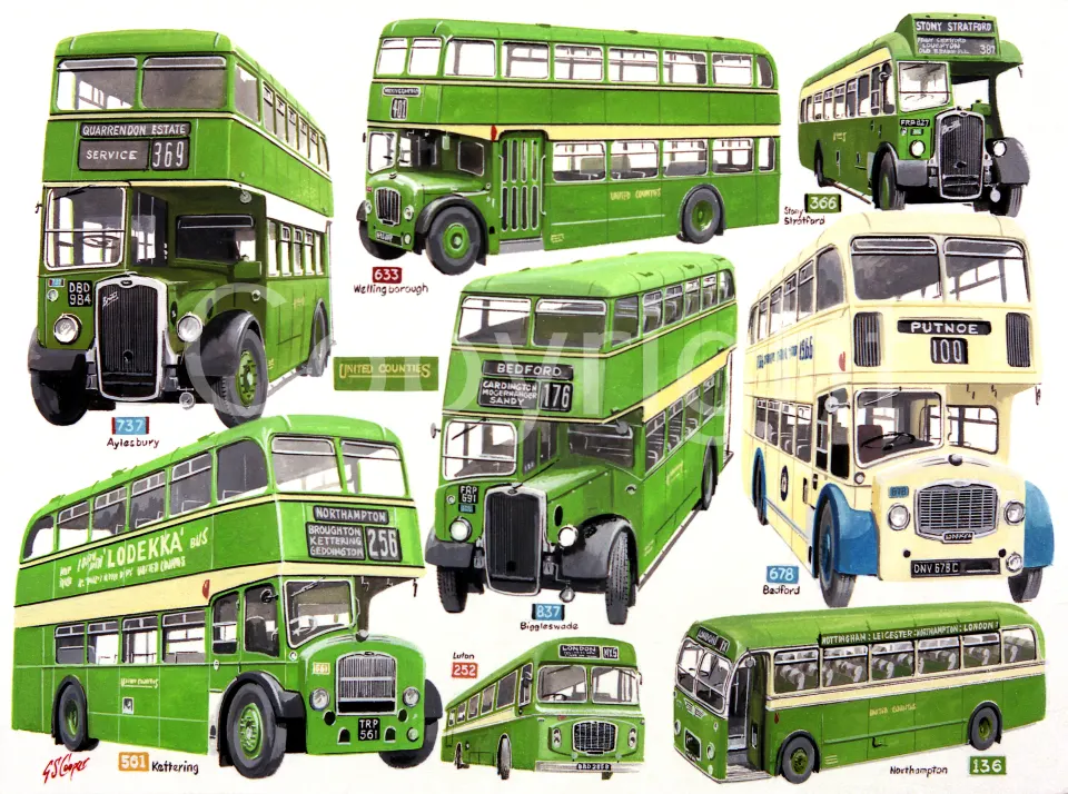 United Counties Multi Bus Montage Large Metal Wall Art.