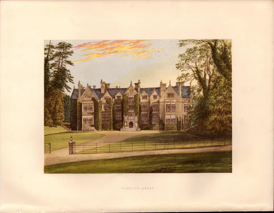 Wroxton Abbey Oxfordshire Gilt-Edge Coloured Antique Book Plate.
