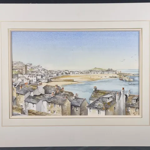 John Chisnall Original Watercolour "Rooftops St. Ives"